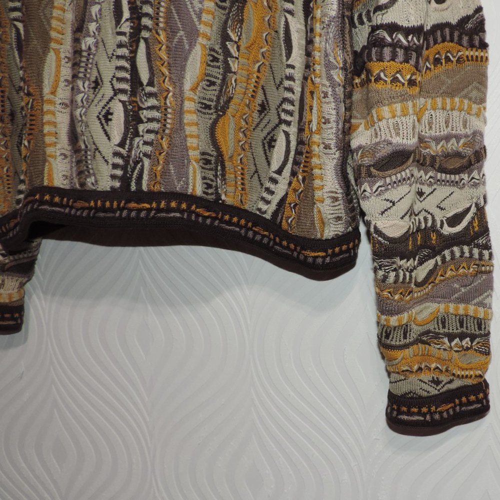 Men's Vintage COOGI sweater sz L browns and gold - Picture 8 of 11